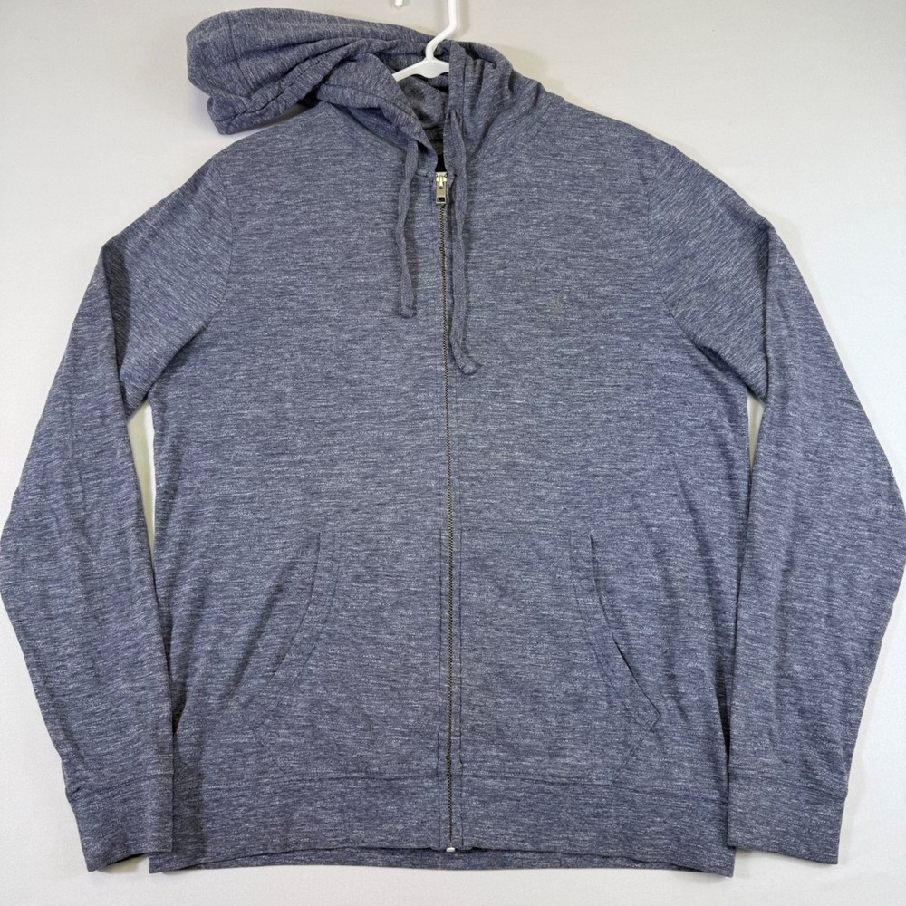 AllSaints Andromeda Hoodie Mens M Blue/Grey Heathered Full Zip Jersey Ramskull